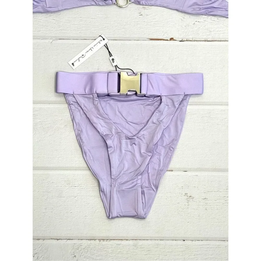 Monica Hansen Womens Tropical Affair Bandeau Bikini Top Bottom Set Small